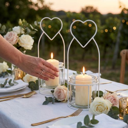 Lanterna Cuore Bianco Portalanterna Vetro Ø12cm H30cm 2pz | Floristik24.it