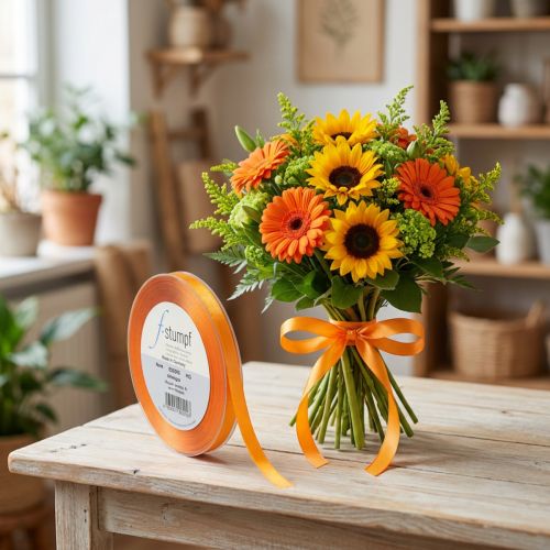 Nastro decorativo nastro regalo nastro arancione orlato 8mm 50m | Floristik24.it