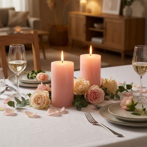 Candele a colonna rosa 85×150 mm, colore pieno, set da 2, ideali per decorazioni e romanticismo | Floristik24.it