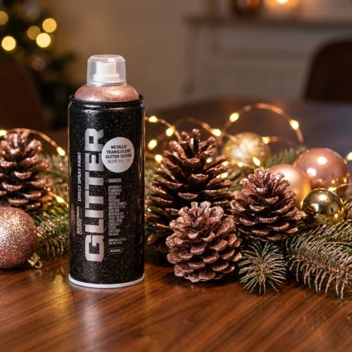 Spray glitterato, oro rosa,