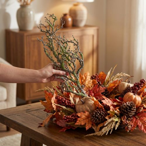 Prodotto Ramo decorativo con muschio artificiale decorazione autunnale grigio verde L78cm