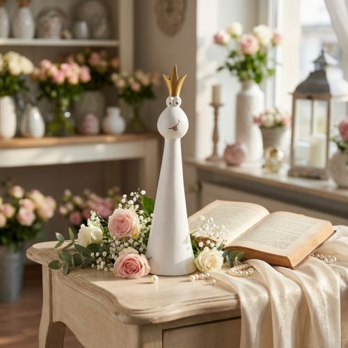 Principe ranocchio Figura decorativa rana decorativa Oro bianco H30,5 cm | Floristik24.it