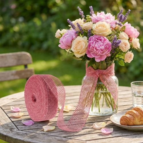 Nastro di iuta, rosa, largo 5 cm, lungo 40 m | Floristik24.it