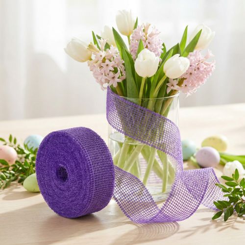 Nastro di iuta viola, largo 5 cm, lungo 40 m. | Floristik24.it