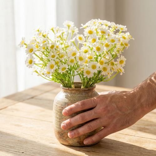 Camomilla artificiale come bouquet di fiori per una decorazione naturale e di facile manutenzione, 28 cm, 3 pezzi | Floristik24.it