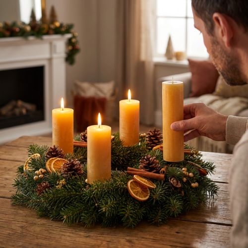 Candele coniche candele tinta unita miele 34x240mm 4 pz | Floristik24.it