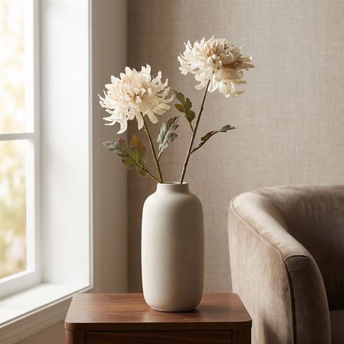 Crisantemo Fiori Decorativi Artificiali Crema L72cm 2pz | Floristik24.it