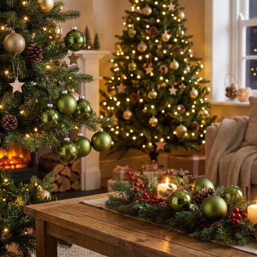 Palline di Natale in vetro mix verde Ø6cm 24 pezzi | Floristik24.it