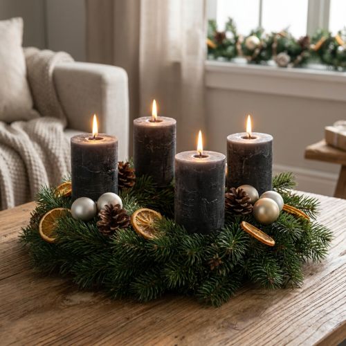 Candele a colonna colorate, antracite, 70x100 mm, set da 4 – decorazione, Avvento, lunga durata | Floristik24.it