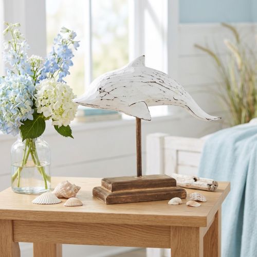 Decoro delfino Albasia Maritime decoro in legno bianco 28×6,5×26 cm | Floristik24.it