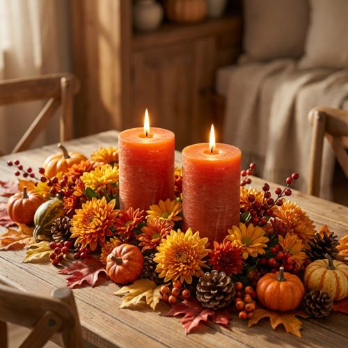 Candele in tinta unita arancione 85x150mm 2pz | Floristik24.it