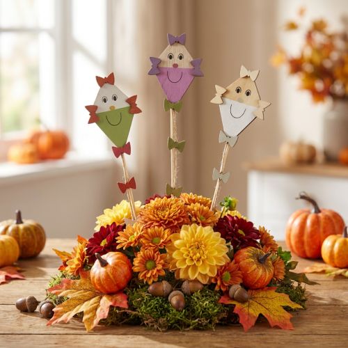 Spina per fiori autunno drago legno viola verde bianco 5,5×8 cm 9pz | Floristik24.it
