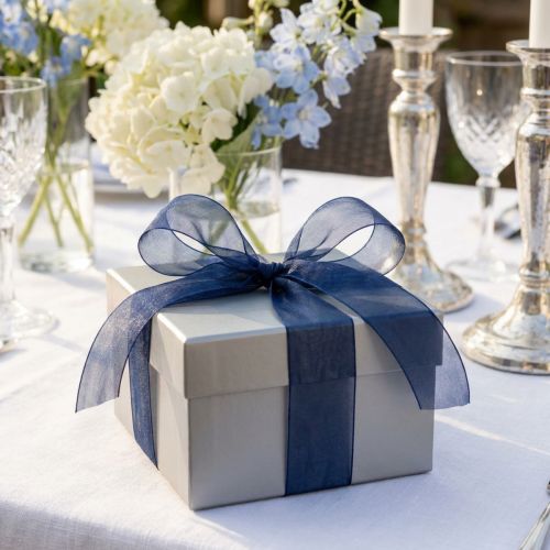 Prodotto Nastro in organza nastro regalo nastro blu scuro cimosa blu 40mm 50m