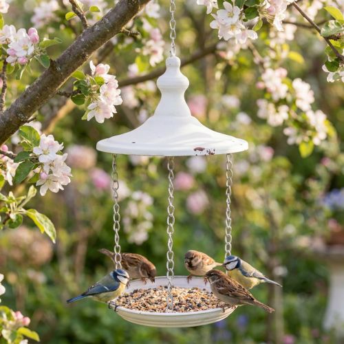 Decorazione da appendere mangiatoia per uccelli decorativa shabby chic bianca Ø20cm | Floristik24.it