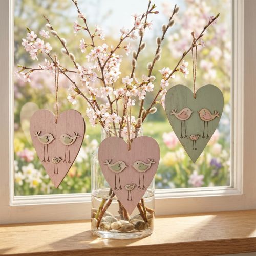 Cuore in legno, cuore decorativo da appendere, decorazione cuore H16cm 6 pz | Floristik24.it
