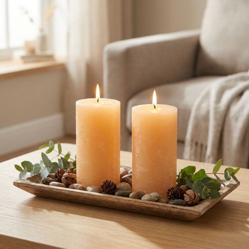 Candele albicocca candeline colore chiaro 85×150mm 2pz | Floristik24.it