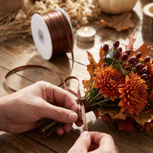Nastro regalo in raso, nastro decorativo marrone 3 mm × 50 m | Floristik24.it