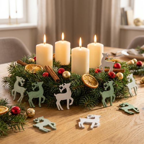 Decorazioni sparse natalizie in legno cervo verde 4×3 cm 72 pz | Floristik24.it