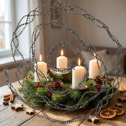 Ghirlanda di perle per albero di Natale Grigio 275 cm | Floristik24.it