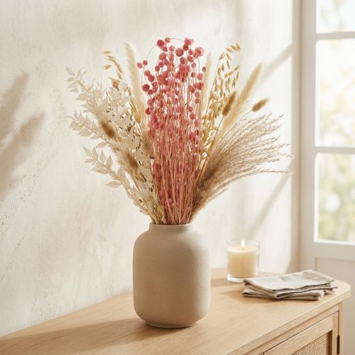 Fiori secchi di cardo fragola, rosa antica, 50 cm, 100 g, fiori artificiali decorativi | Floristik24.it