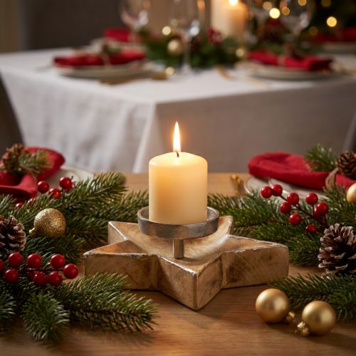Candeliere, decorazione da tavola Natale, candeliere stella H7cm Ø20cm/6.5cm | Floristik24.it