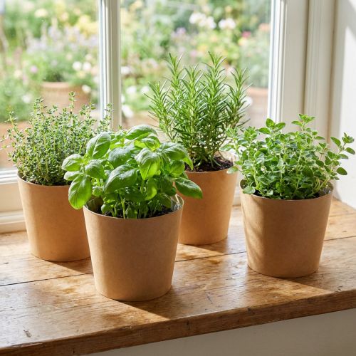 Fioriera, vaso di fiori, fioriera di carta naturale Ø15cm H13cm 4pz | Floristik24.it