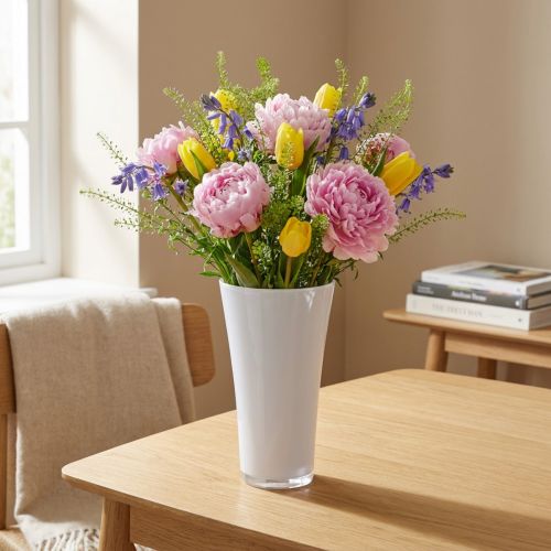 Vaso “Fizzy” Ø13,5 cm H20,5 cm bianco 1 pz | Floristik24.it