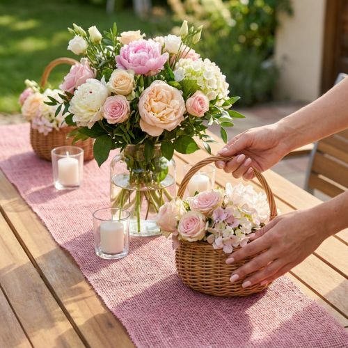 Runner da tavolo nastro di iuta nastro di iuta nastro da tavolo rosa L15cm L10m | Floristik24.it