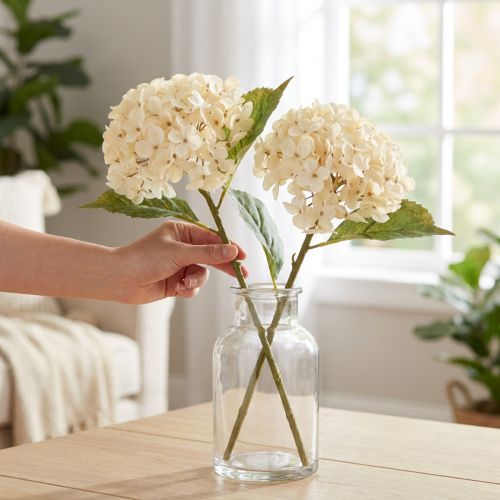 Ortensie decorative Fiori artificiali Color crema 34 cm 2 pz | Floristik24.it