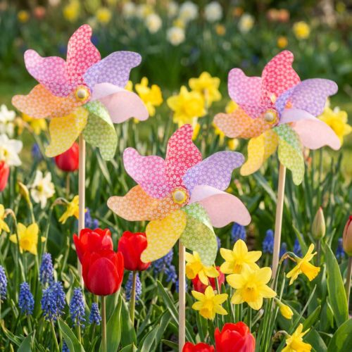 Prodotto Decorazione mulino a vento Mulino a vento Naturale Colorato Ø21.5cm H55cm 3pz