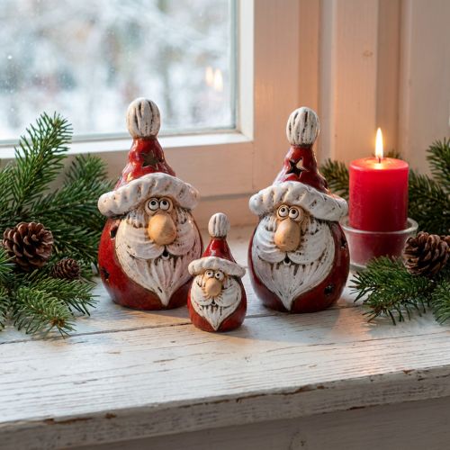 Simpatica figura di Babbo Natale in ceramica, rossa e bianca, 10 cm - perfetta decorazione natalizia - 4 pezzi | Floristik24.it