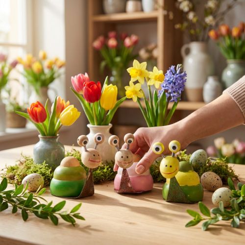 Decorazione da tavolo decorazione primaverile decorazione primaverile lumaca 8 cm 3 pz | Floristik24.it