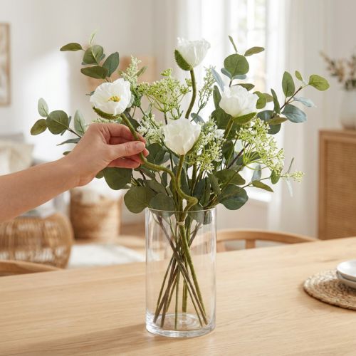 Fiore artificiale papavero artificiale rosa mais bianco L55/60/70 cm Set di 3 | Floristik24.it