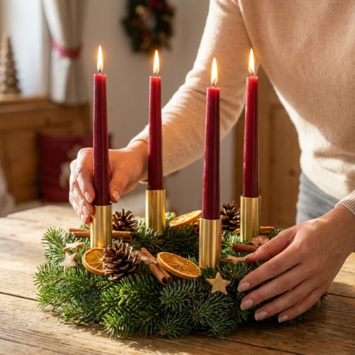 Portacandele per candele a bastoncino stretto oro Ø2,2 cm H15 cm 4 pezzi | Floristik24.it