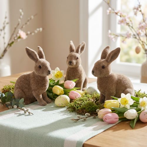 Coniglietto decorativo floccato 14 cm 4 pz. | Floristik24.it