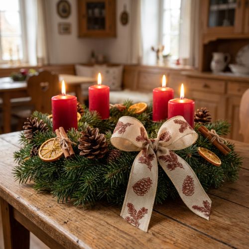 Coni di nastro decorativo con bordo in filo marrone crema L25mm L18m | Floristik24.it