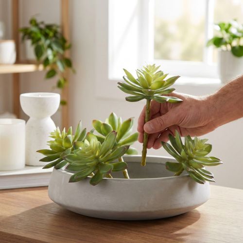 Piante grasse artificiali Piante artificiali Verde Ø10cm 4 pz | Floristik24.it