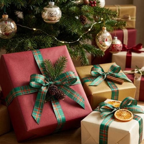 Prodotto Nastro regalo a quadri per regali di Natale, 15 mm x 20 m