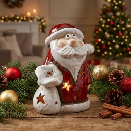 Porta tealight decorativo Babbo Natale Natale H15cm | Floristik24.it