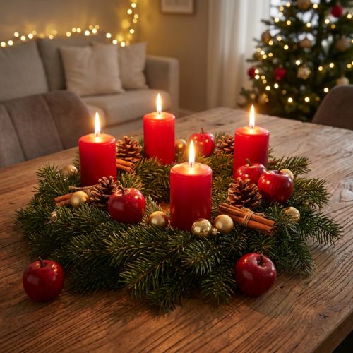 Mela decorativa, rosso lucido, 4,5 cm, 12 pezzi | Floristik24.it