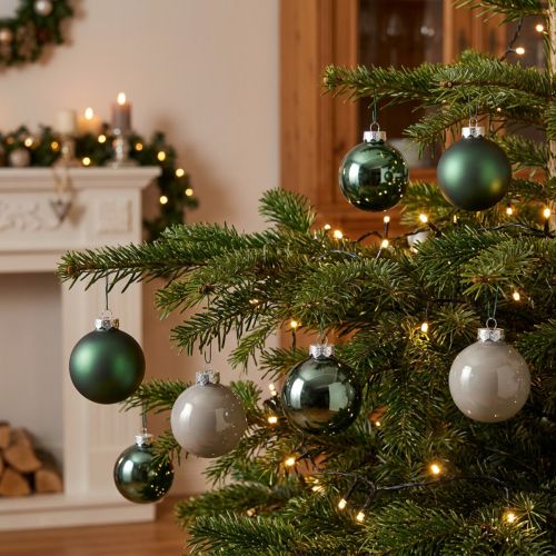 Palline di Natale verde grigio palline di vetro per albero Ø6cm 24 pezzi | Floristik24.it