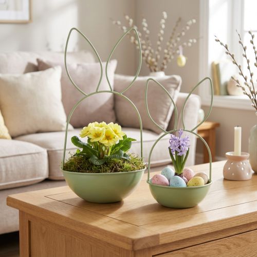 Fioriera a forma di coniglio, decorazione pasquale per il soggiorno, 34 cm | Floristik24.it