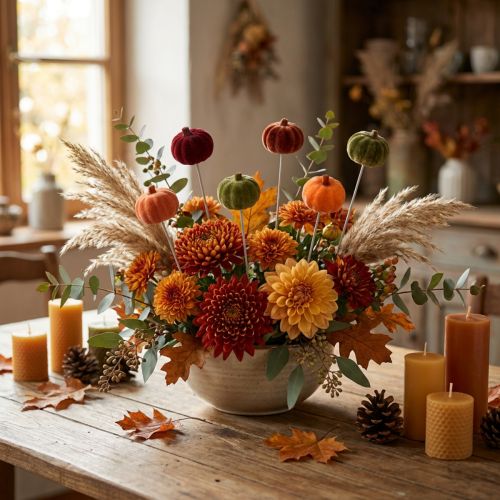 Prodotto Mini decorazione di zucca su un bastoncino decorazione autunnale 6 colori Ø4cm 18 pezzi