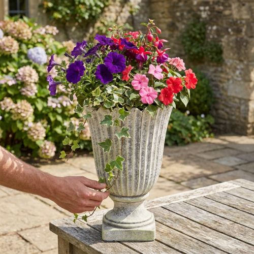 Vaso decorativo Coppa Pietra fusa Grigio Ø20cm A30,5cm | Floristik24.it