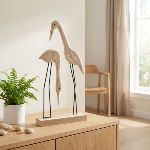 Supporto in legno per coppia di gru naturale 27,5×13 cm 2 pz | Floristik24.it