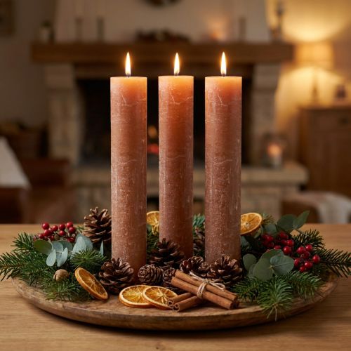 Candele in tinta unita candele stick caramello 50x300mm 4 pz | Floristik24.it