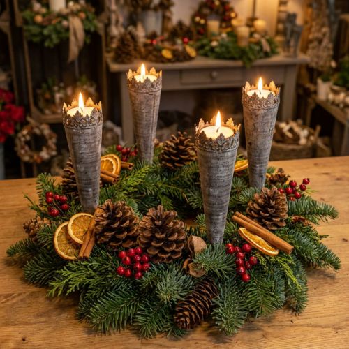 Candeliere tea light antico Ø5cm H24cm 4pz | Floristik24.it