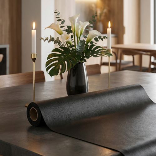 Tessuto decorativo in finta pelle nera pelle nera 33 cm×1,35 m | Floristik24.it