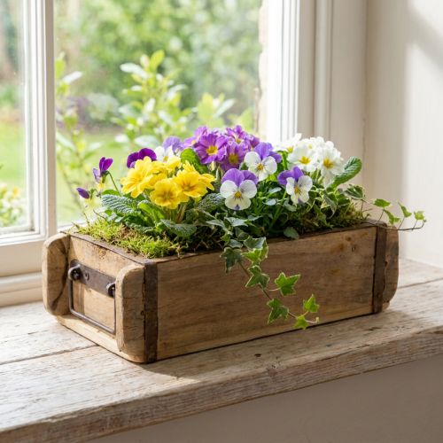 Fioriera in legno a forma di mattone riciclato 32×15×10cm | Floristik24.it