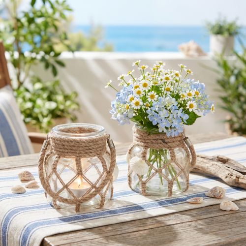Conchiglie decorative in macramè di vetro marittimo Ø11cm H12,5cm 2 pezzi | Floristik24.it